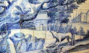 Azulejo "Der Fuchs und der Hahn" nach La Fontaine